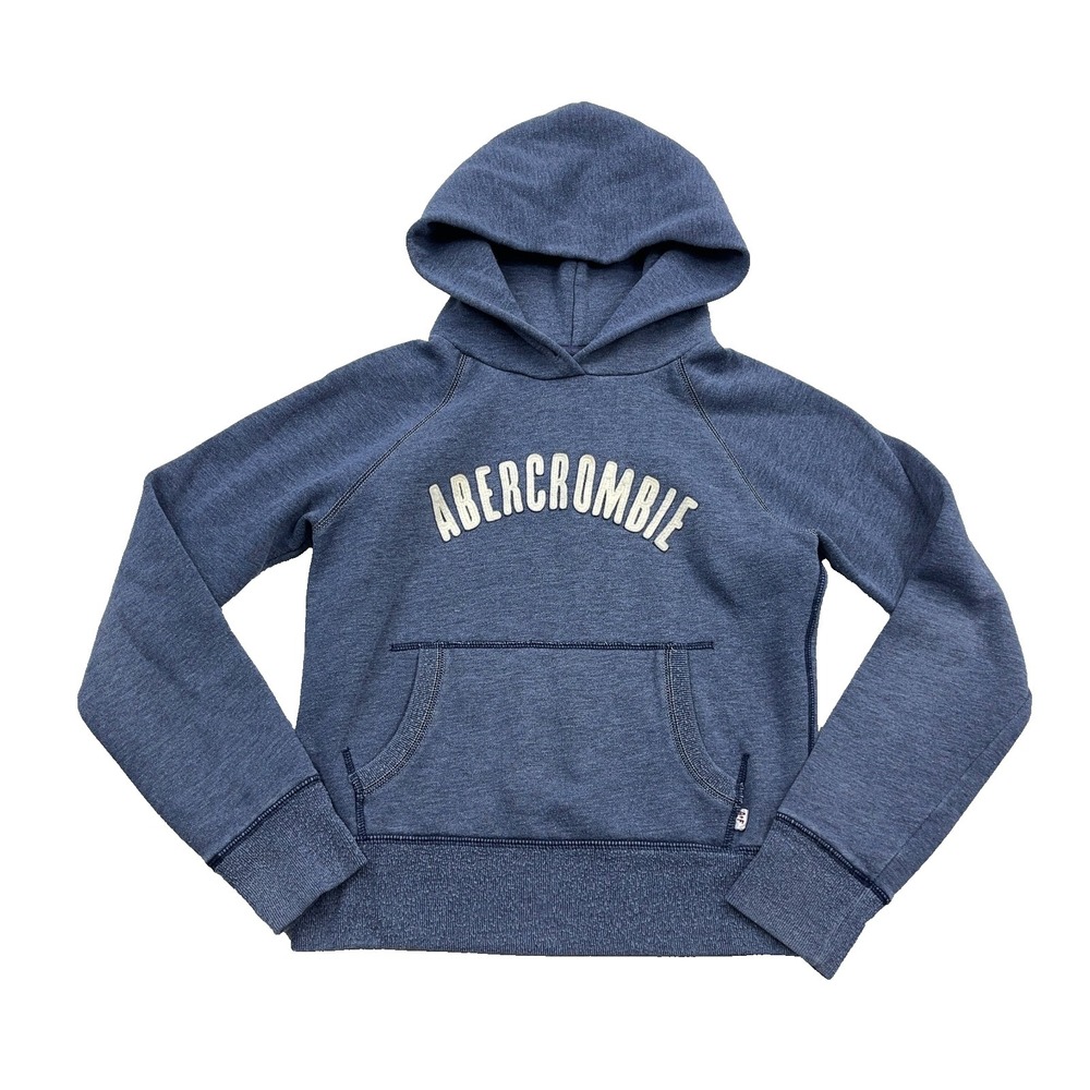 Vintage Y2K Abercrombie & Fitch Hoodie Women Small Gray Sweatshirt Spellout  00s